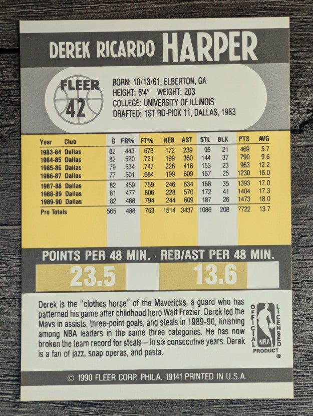 1990-91 Fleer #42 Derek Harper