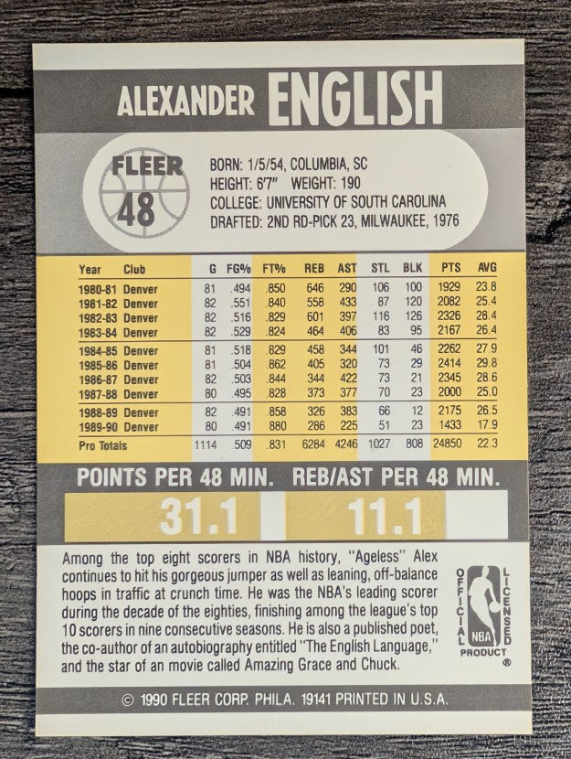 1990-91 Fleer #48 Alex English