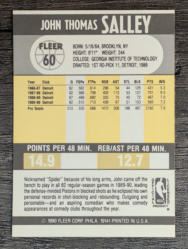 1990-91 Fleer #60 John Salley