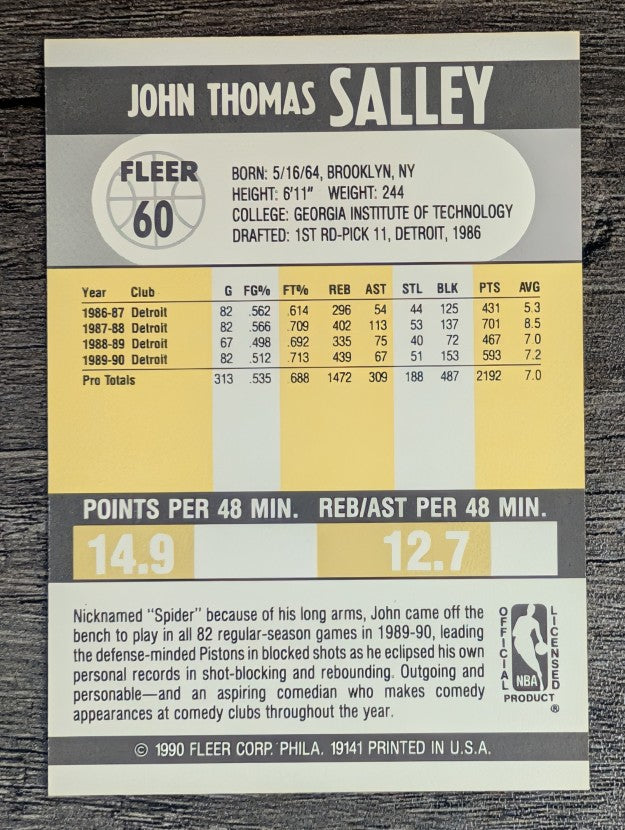 1990-91 Fleer #60 John Salley