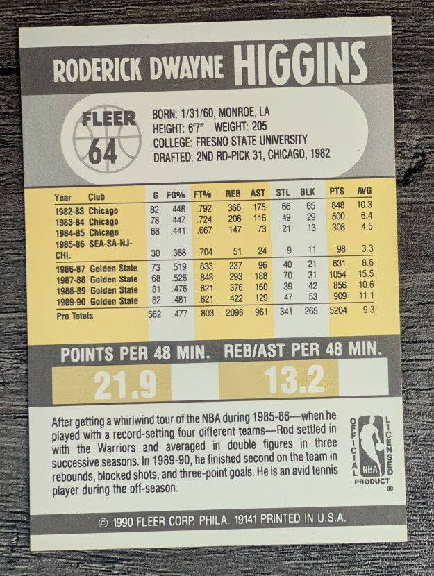 1990-91 Fleer #64 Rod Higgins