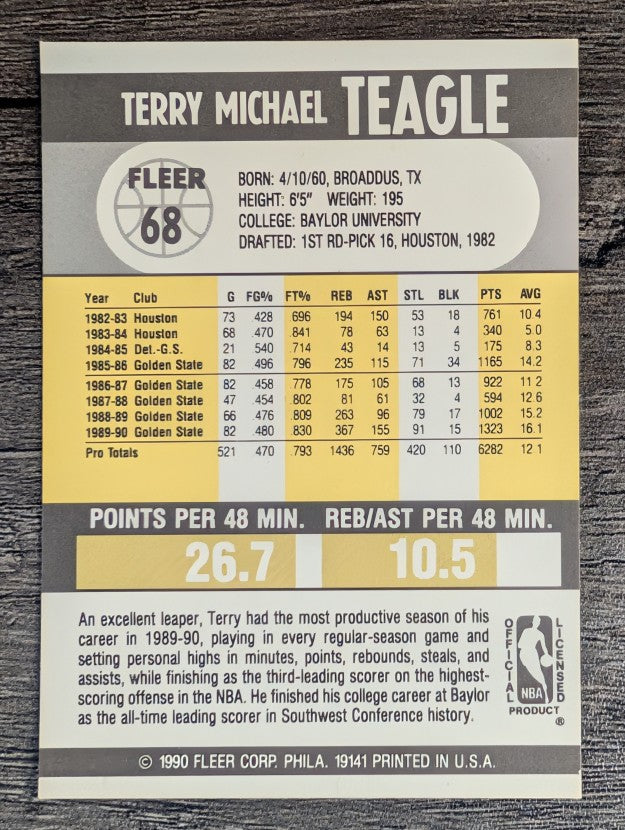 1990-91 Fleer #68 Terry Teagle