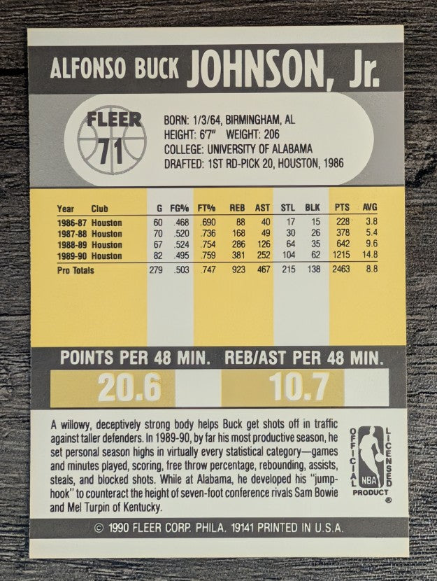 1990-91 Fleer #71 Buck Johnson
