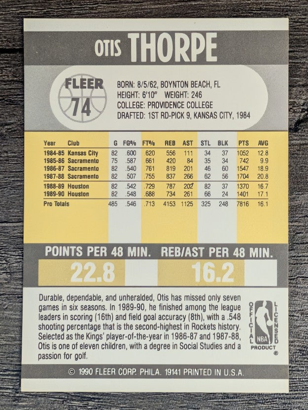 1990-91 Fleer #74 Otis Thorpe