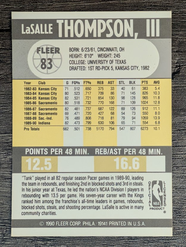 1990-91 Fleer #83 LaSalle Thompson