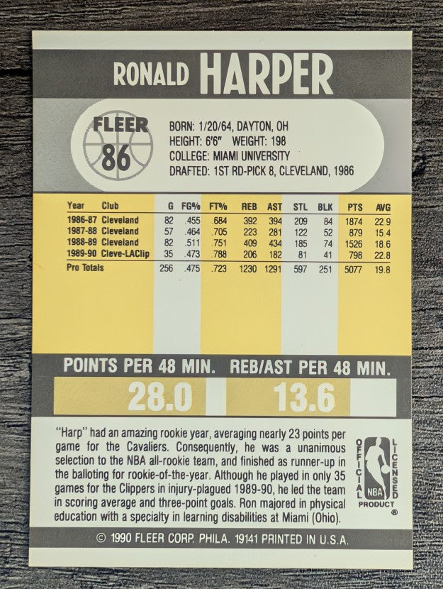 1990-91 Fleer #86 Ron Harper
