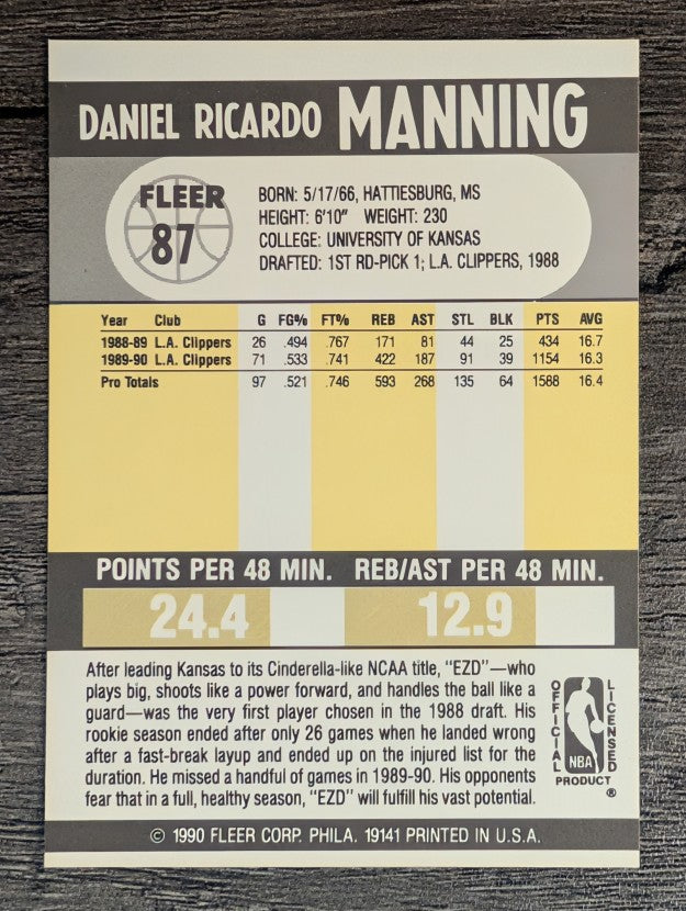 1990-91 Fleer #87 Danny Manning