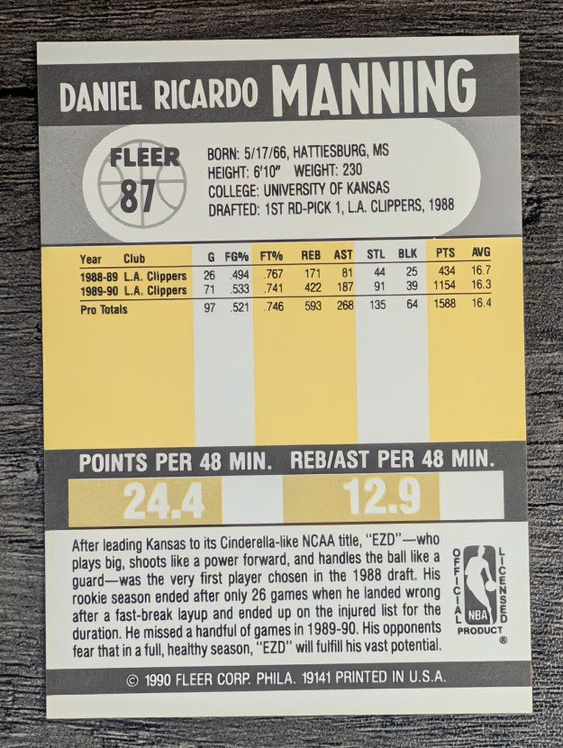 1990-91 Fleer #87 Danny Manning
