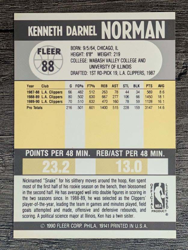 1990-91 Fleer #88 Ken Norman