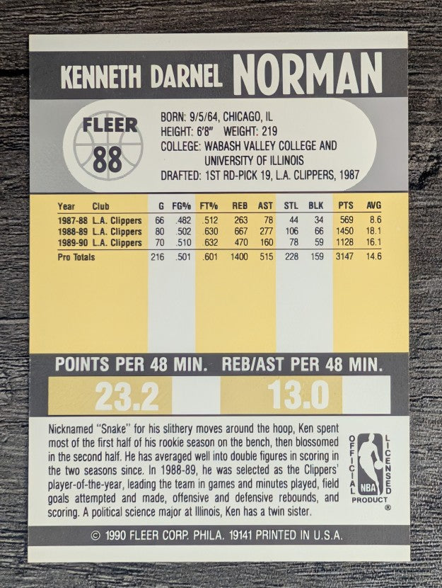 1990-91 Fleer #88 Ken Norman