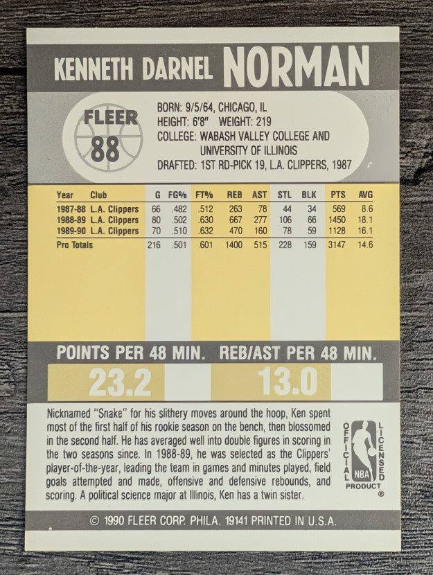 1990-91 Fleer #88 Ken Norman