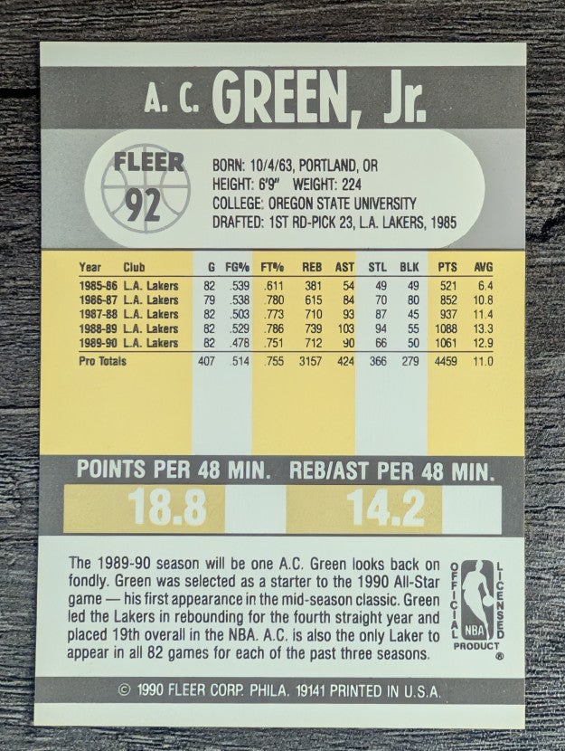 1990-91 Fleer #92 A.C. Green