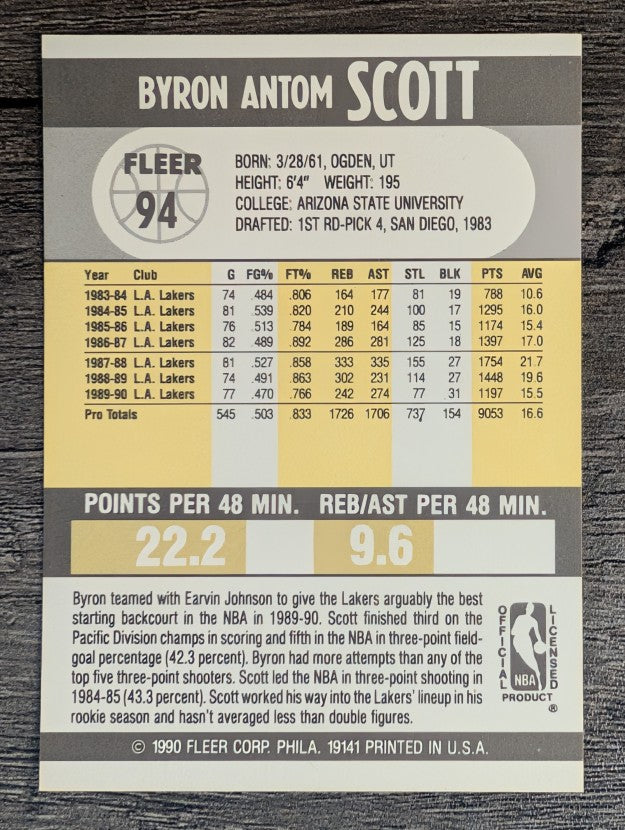 1990-91 Fleer #94 Byron Scott