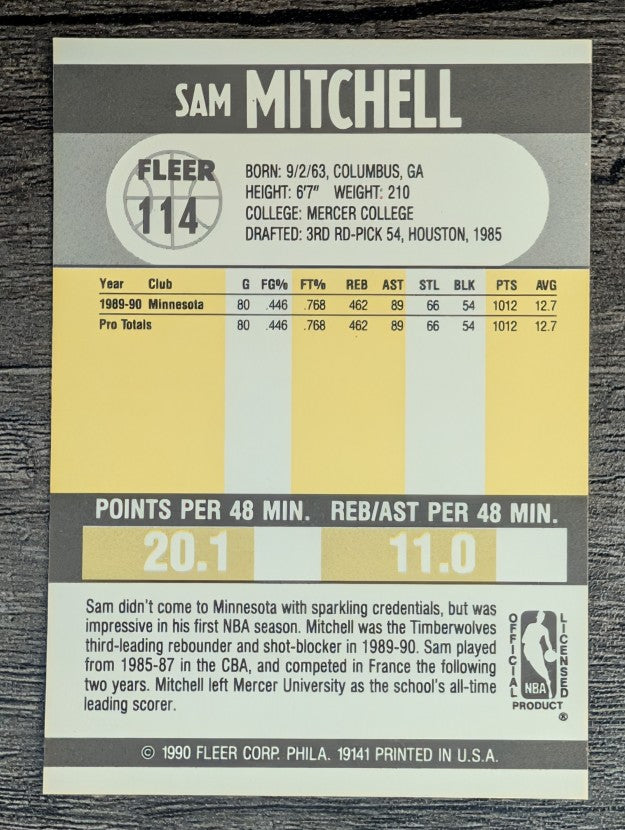 1990-91 Fleer #114 Sam Mitchell RC