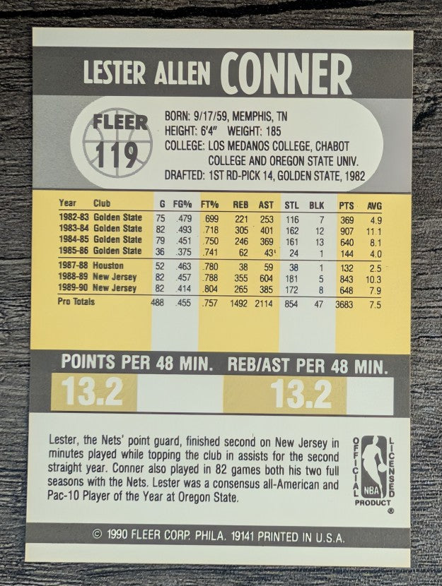 1990-91 Fleer #119 Lester Conner