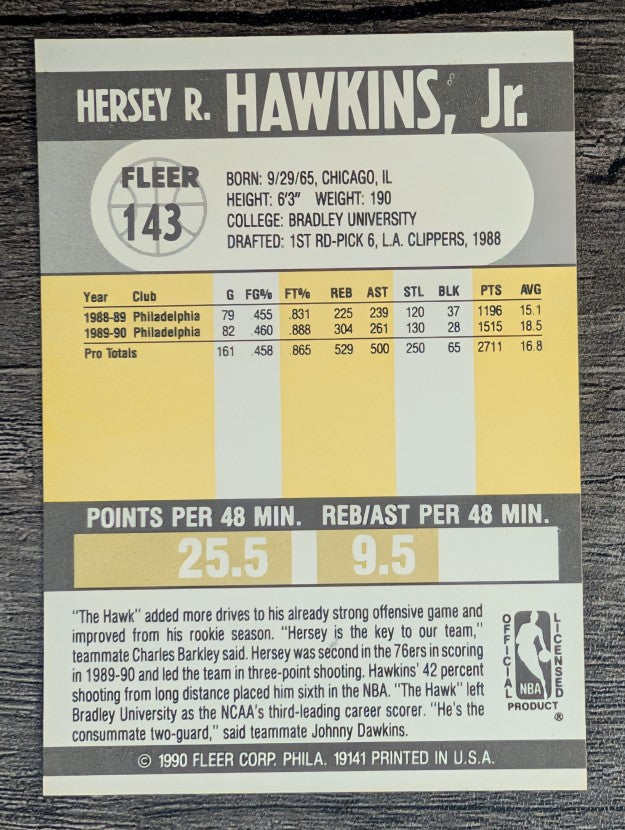 1990-91 Fleer #143 Hersey Hawkins