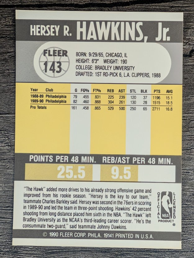 1990-91 Fleer #143 Hersey Hawkins