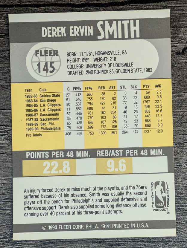 1990-91 Fleer #145 Derek Smith