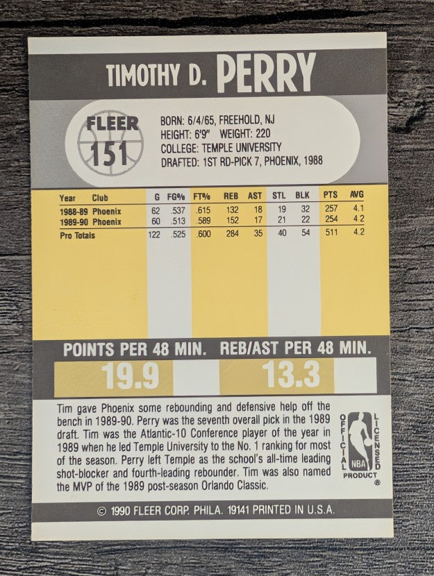 1990-91 Fleer #151 Tim Perry