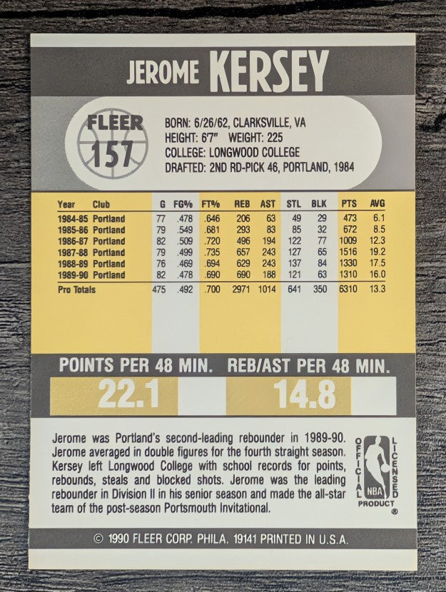 1990-91 Fleer #157 Jerome Kersey