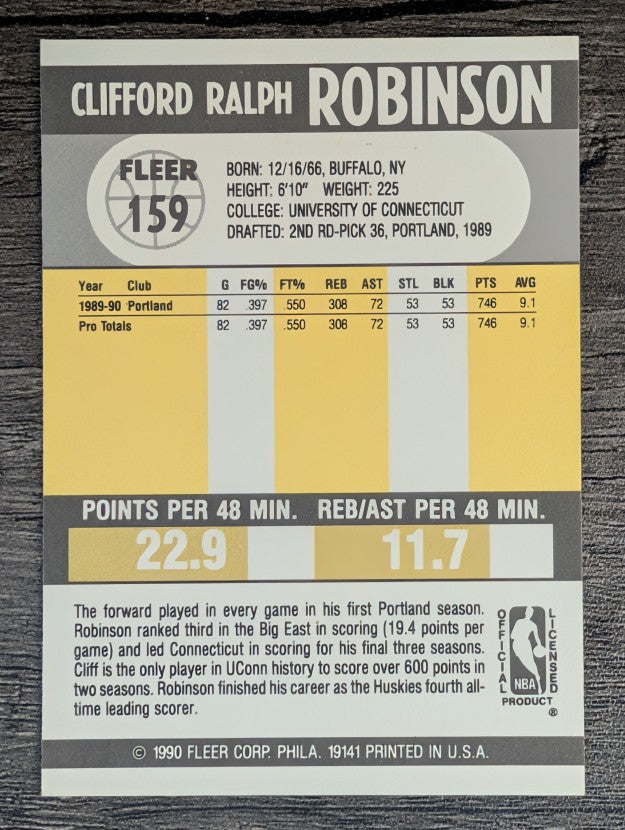 1990-91 Fleer #159 Clifford Robinson RC