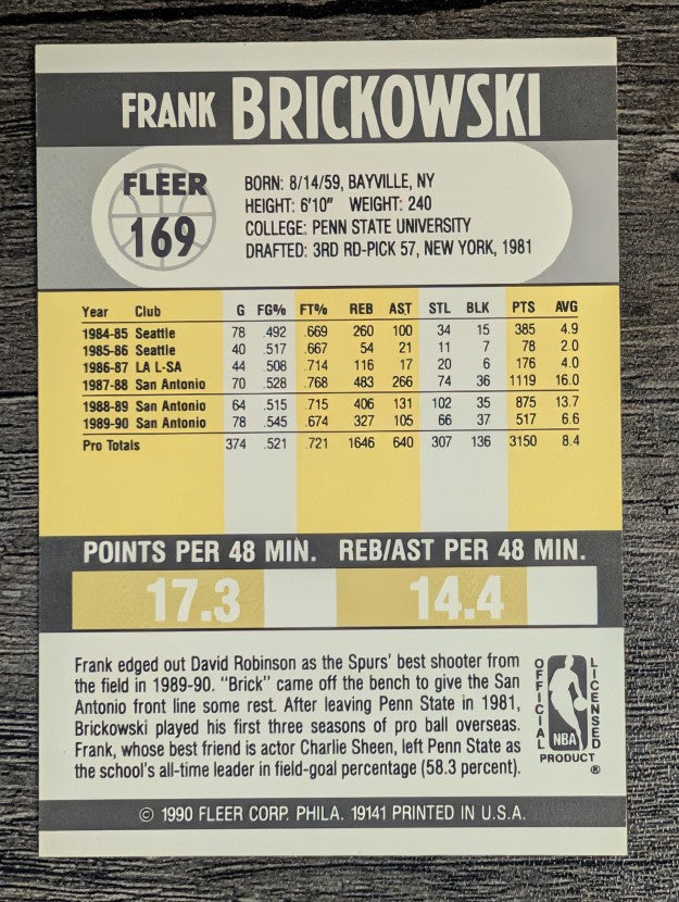 1990-91 Fleer #169 Frank Brickowski