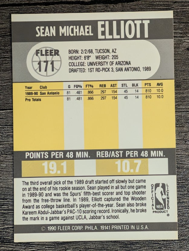 1990-91 Fleer #171 Sean Elliott RC