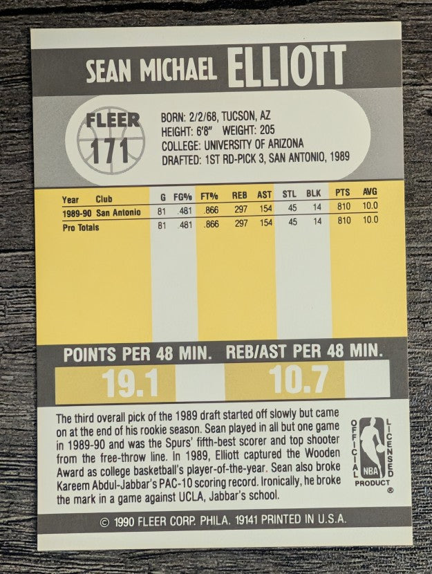 1990-91 Fleer #171 Sean Elliott RC