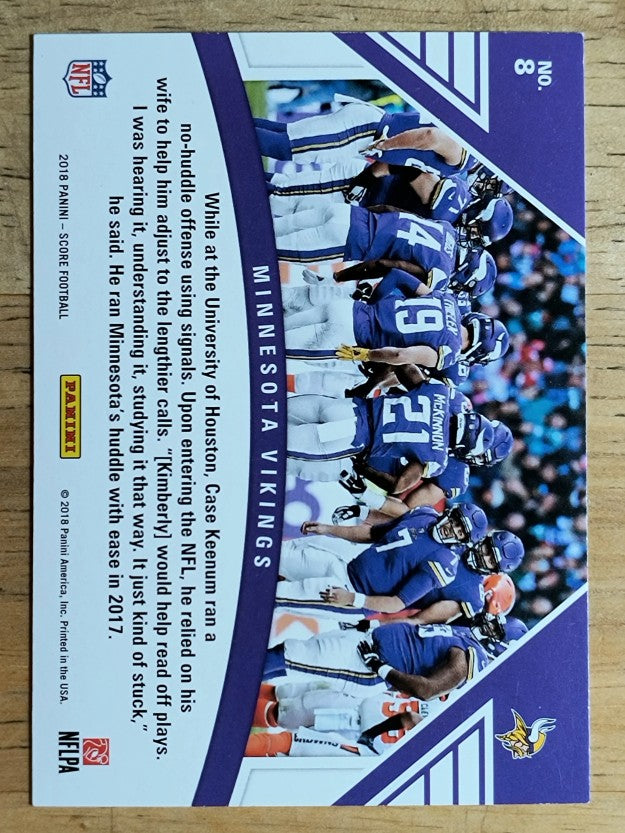 2018 Score Huddle Up #8 Minnesota Vikings
