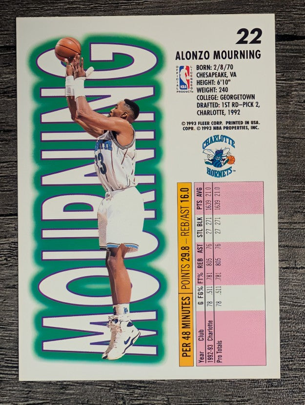 1993-94 Fleer #22 Alonzo Mourning