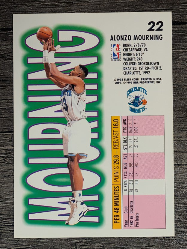 1993-94 Fleer #22 Alonzo Mourning