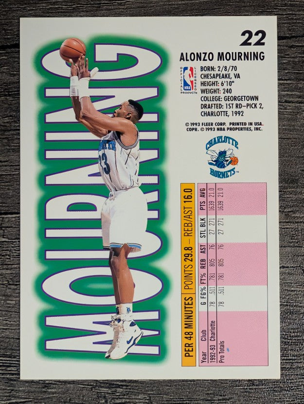 1993-94 Fleer #22 Alonzo Mourning