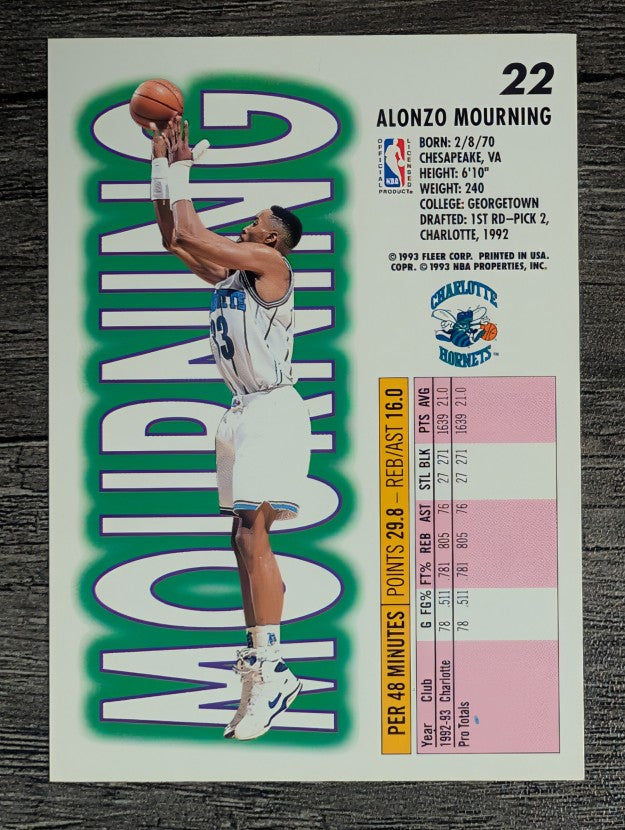 1993-94 Fleer #22 Alonzo Mourning