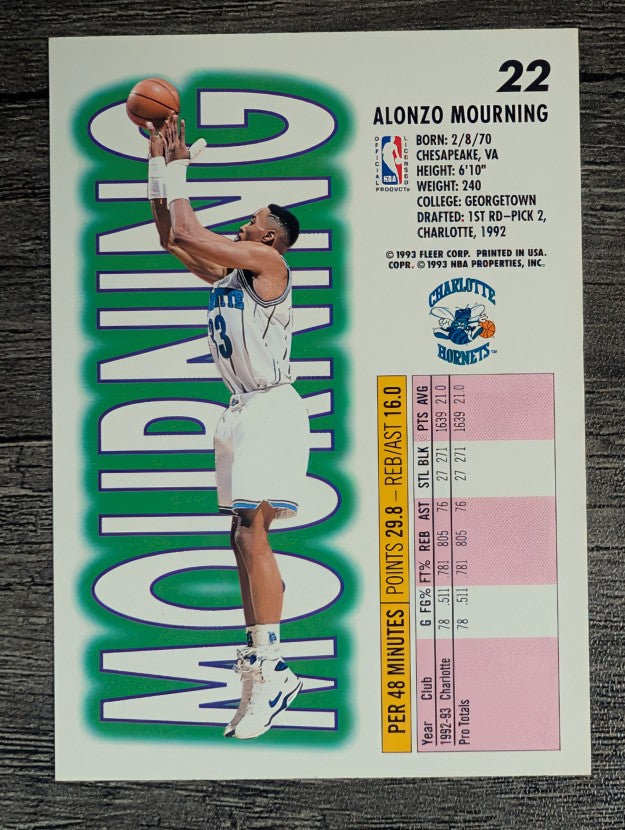1993-94 Fleer #22 Alonzo Mourning