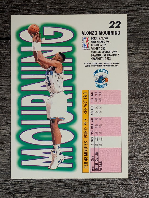 1993-94 Fleer #22 Alonzo Mourning