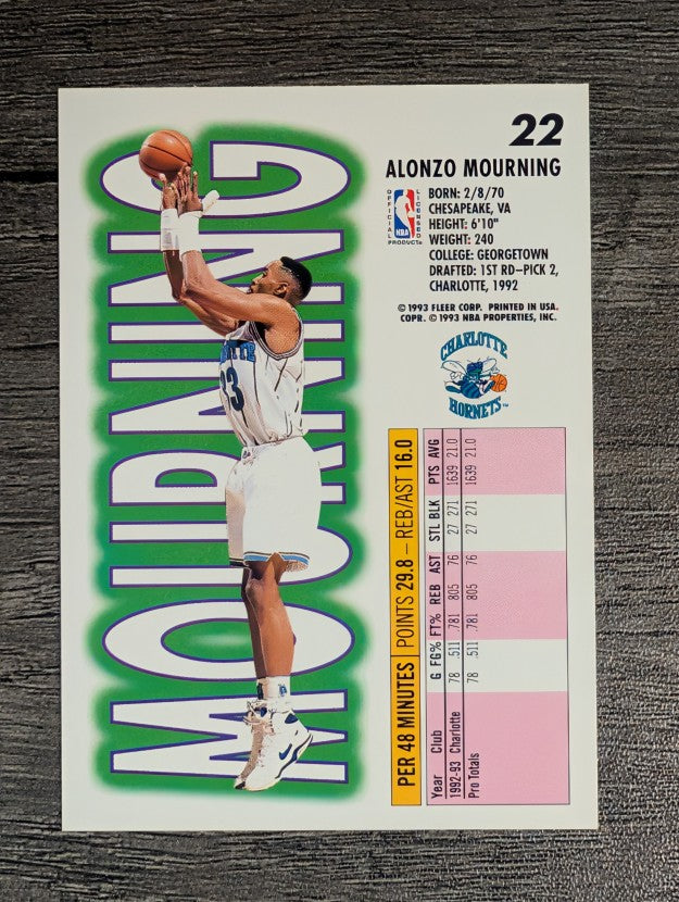 1993-94 Fleer #22 Alonzo Mourning