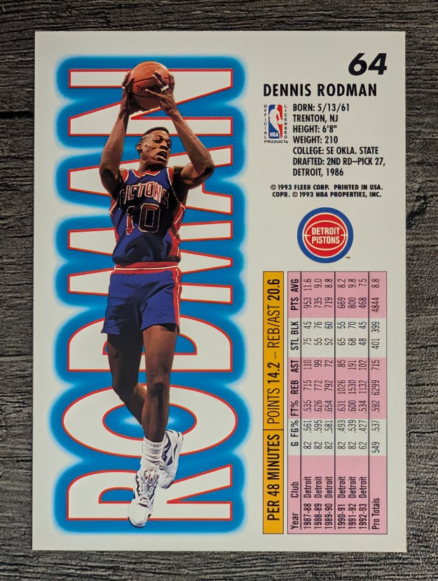 1993-94 Fleer #64 Dennis Rodman