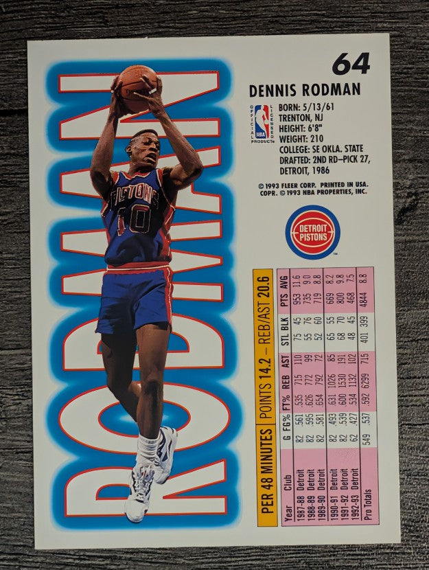 1993-94 Fleer #64 Dennis Rodman