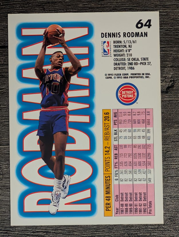 1993-94 Fleer #64 Dennis Rodman