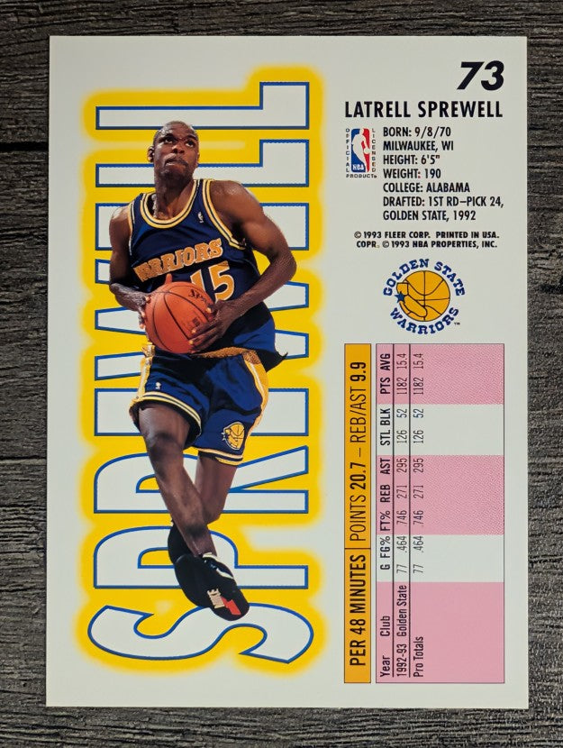 1993-94 Fleer #73 Latrell Sprewell