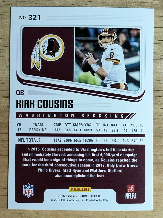 2018 Score Scorecard #321 Kirk Cousins