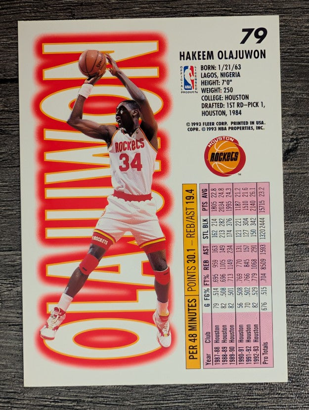 1993-94 Fleer #79 Hakeem Olajuwon