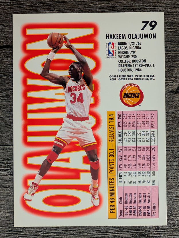 1993-94 Fleer #79 Hakeem Olajuwon