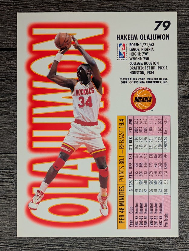 1993-94 Fleer #79 Hakeem Olajuwon