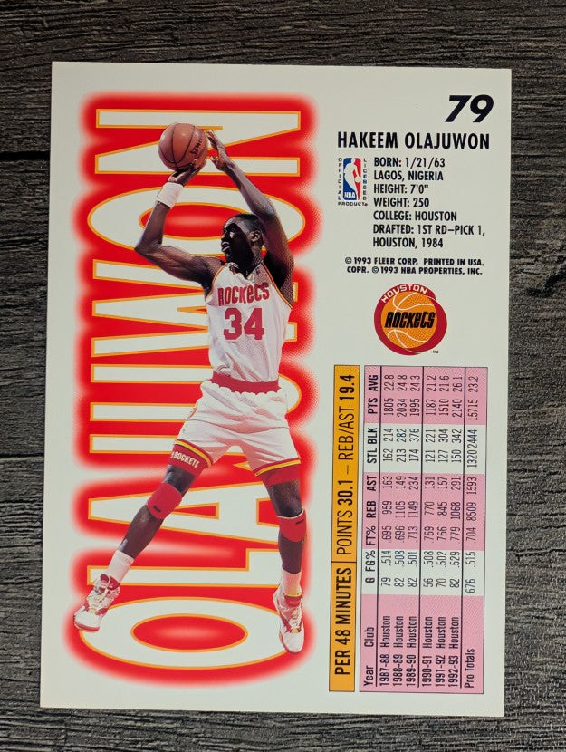1993-94 Fleer #79 Hakeem Olajuwon