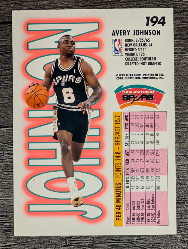 1993-94 Fleer #194 Avery Johnson