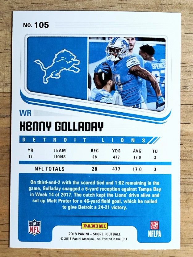 2018 Score Red #105 Kenny Golladay