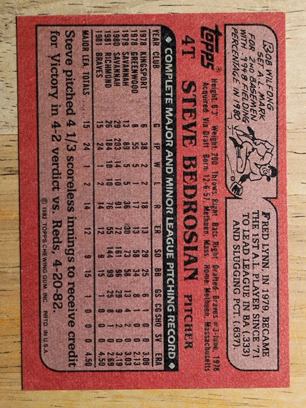 1982 Topps Traded #4T Steve Bedrosian