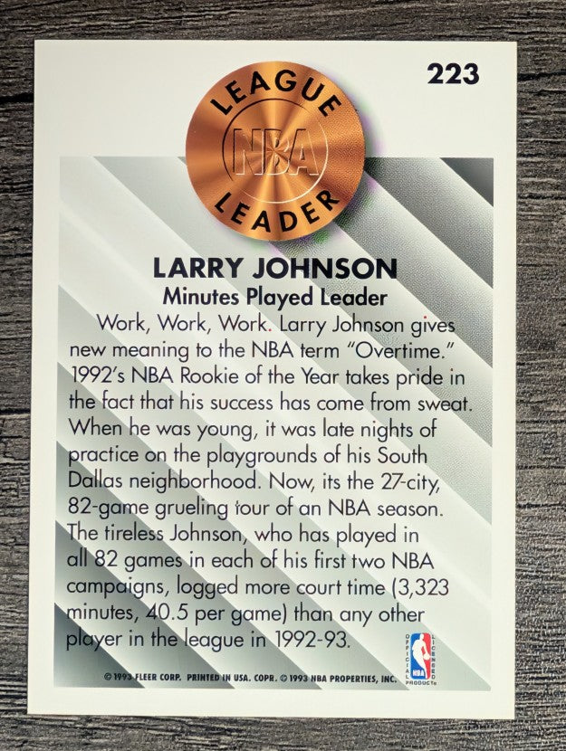 1993-94 Fleer #223 Larry Johnson LL