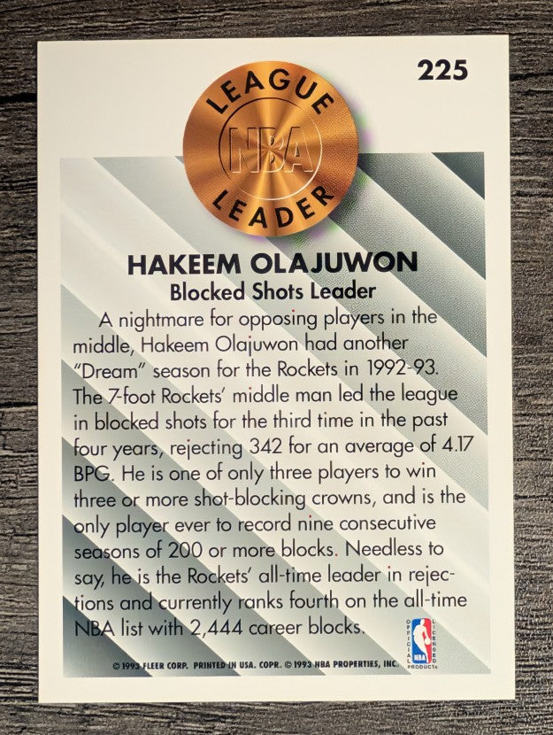 1993-94 Fleer #225 Hakeem Olajuwon LL